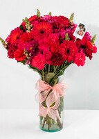 Imagen preview para Arreglo de Gerberas Rojas y Margaritas con Mini Foto - 1