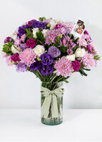 Imagen preview para Arreglo de Lisianthus Morado y Roxanas con Mini Foto - 1