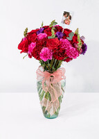 Imagen preview para Arreglo de Lisianthus y Claveles Morados con Mini Foto - 1