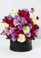 Imagen preview para Arreglo de Margaritas y Orquídea Morada con Mini Foto - 1