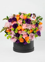 Imagen preview para Arreglo de Rosas Naranjas y Lisianthus con Mini Foto - 1