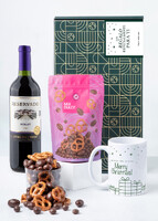 Imagen preview para Caja Personalizada Etiqueta con Merlot, Mix Dulce y Taza "Merry Christmas" - 1