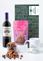 Imagen preview para Caja Personalizada Etiqueta con Merlot, Mix Dulce y Taza "Merry Christmas" - 1