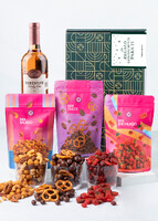 Caja Personalizada  Etiqueta con Vino Beringer y Botanas