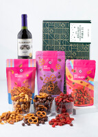 Imagen preview para Caja Personalizada  Etiqueta con Vino Merlot y Botanas - 1