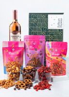 Canasta Felices Fiestas con Vino Beringer y Botanas