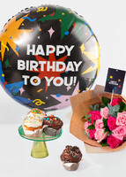 Imagen preview para Kit Cumpleaños Flor,Muffins, Globo Happy Birthday y Polaroid - 1