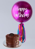 Imagen preview para Pastel Cocoa Magnolias con Globo Esfera Magenta - 1
