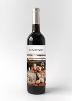 Personaliza Vino 3V "Feliz aniversario" con foto