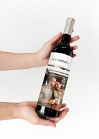 Imagen preview para Personaliza Vino 3V Feliz aniversario con foto y 12 rosas rojas - 2