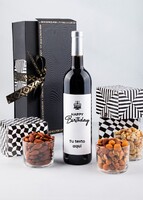 Imagen preview para Personaliza Vino tinto con etiqueta "Happy birthday" y botanas - 1