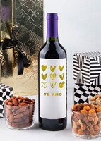 Imagen preview para Personaliza Vino tinto con etiqueta "Te amo" y botanas - 5