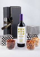 Imagen preview para Personaliza Vino tinto con etiqueta "Te amo" y botanas - 1