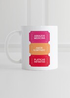 Imagen preview para Personaliza taza diseño "Abrazos, Amor y Pláticas" 15oz - 1