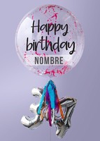 Imagen preview para Personaliza tu Globo Splash "HBD" Rosa - 1