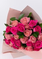 Imagen preview para Ramo de 24 Rosas Rosas con mini foto - 2