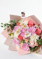 Imagen preview para Ramo de Roxanas y Rosas Rosa con Mini Foto - 5