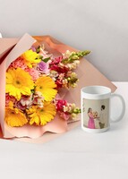 Imagen preview para Personaliza taza con foto de 15oz y Ramo de Gerberas Amarillas - 1