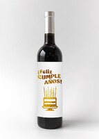 Vino 3V con etiqueta "Feliz cumpleaños"